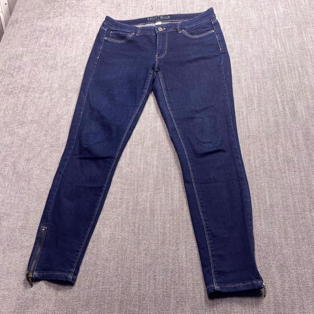White House Black Market Skinny Leg Jeans Womens 6 Blue Denim Casual Ankle Zip